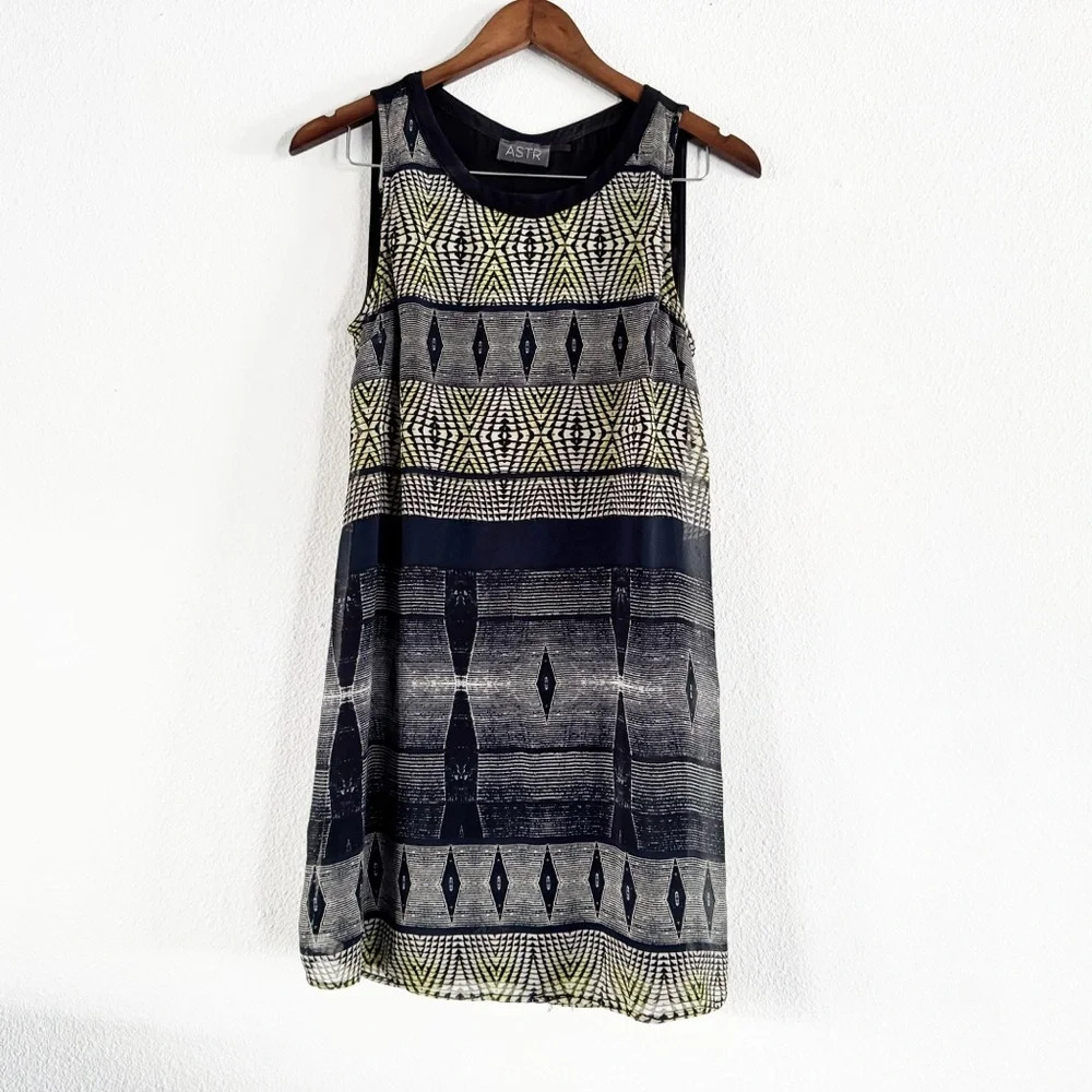ASTR The Label Geometric Tank Dress Racerback Cut Out Mini Small - Picture 2 of 14